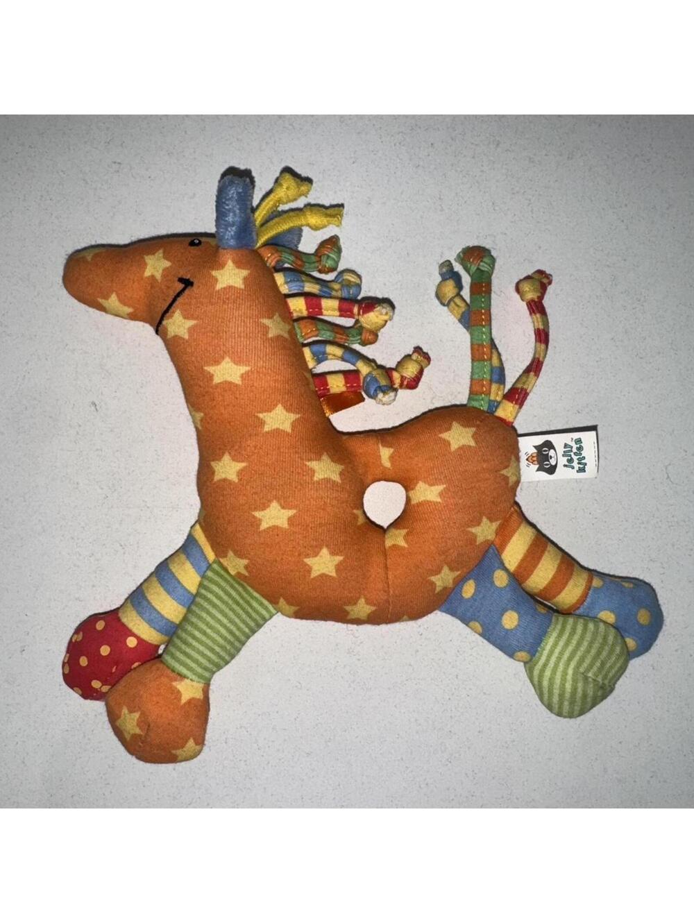 Jelly Kitten "Petit Soleil Giraffe Shaker" Comfort Plush Orange giraffe w stars
